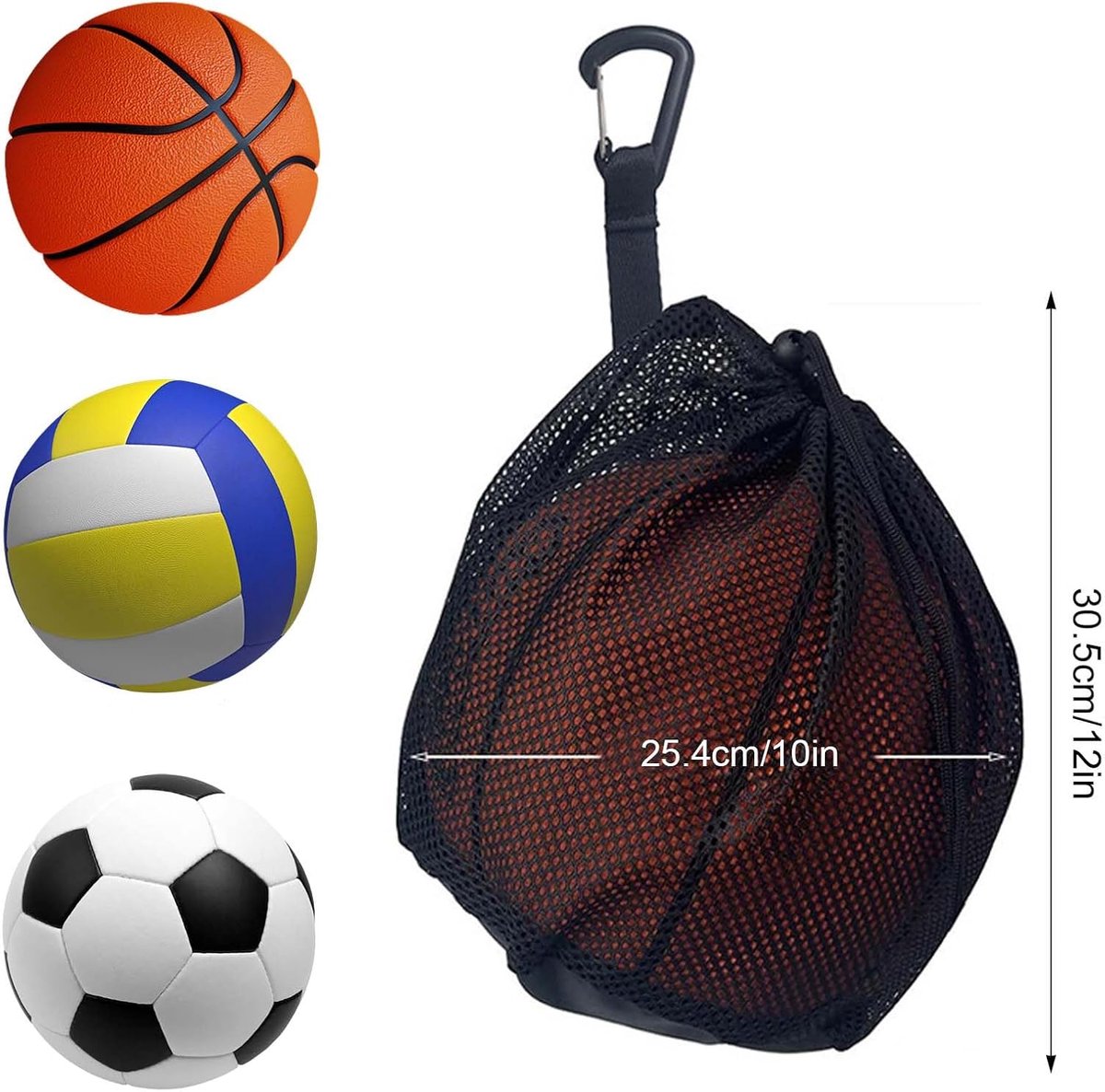 2 pieces - 16L - Basketball Mesh Bags - Ball Bags - portable mesh backpacks - basketball backpacks - football bags - sports bag - portable bag for basketball, football, tennis - easy storage and transport of basketballs and footballs - black - Image 2