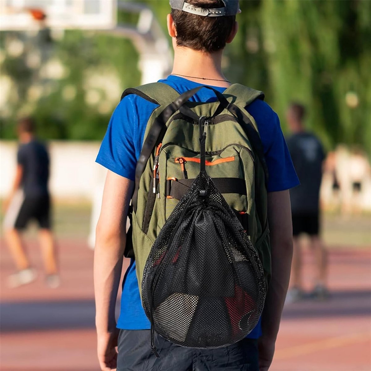 2 pieces - 16L - Basketball Mesh Bags - Ball Bags - portable mesh backpacks - basketball backpacks - football bags - sports bag - portable bag for basketball, football, tennis - easy storage and transport of basketballs and footballs - black - Image 5