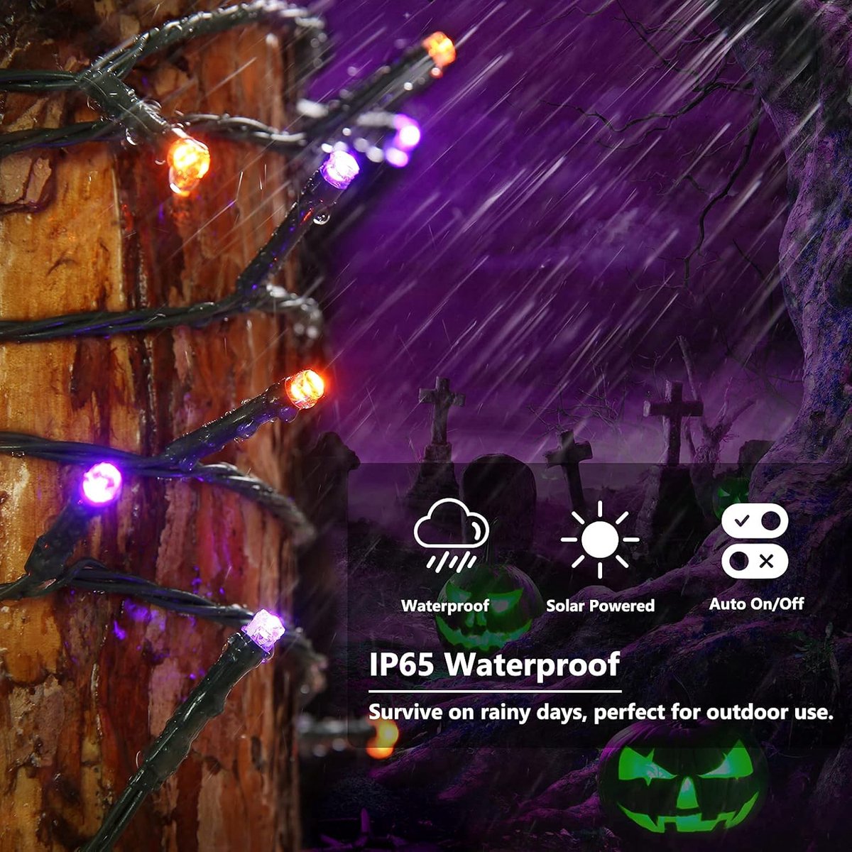 2 Pieces Solar Garden Lights Total 171 FT, 400 LED Lights - Halloween Lighting - Halloween String Lights - Halloween Decoration - Halloween Lanterns Decoration - Small Party Lights - Fairy Lights - Waterproof - For Garden - Patio And Path - Image 2