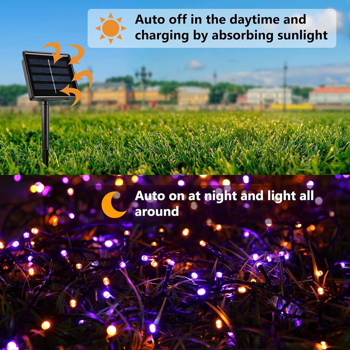 2 Pieces Solar Garden Lights Total 171 FT, 400 LED Lights - Halloween Lighting - Halloween String Lights - Halloween Decoration - Halloween Lanterns Decoration - Small Party Lights - Fairy Lights - Waterproof - For Garden - Patio And Path - Image 4