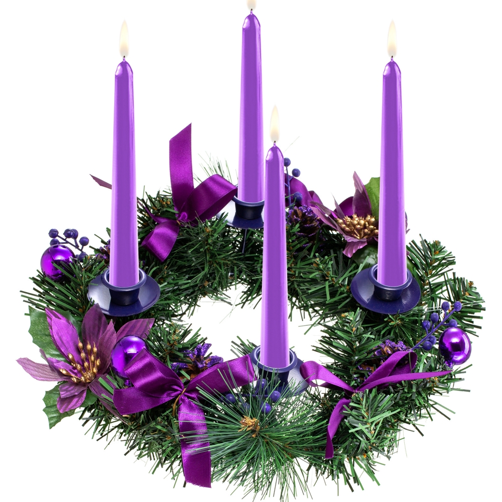 Advent Candle Holder Wreath Metal Base Christmas Decoration Golden Ornaments 4 Cones 4 Ribbons 4 - Image 1