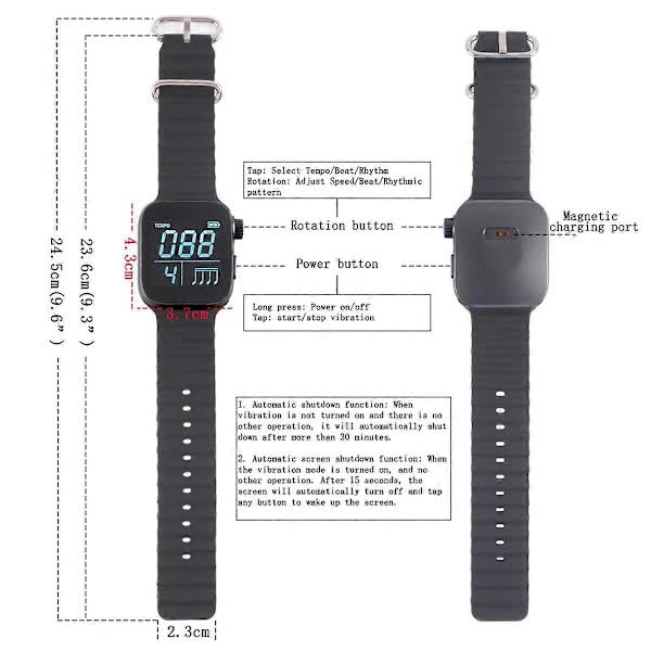 Portable Metronome Smart Adjustable Vibrating Bracelet Musical Instrument Metronome - Image 5