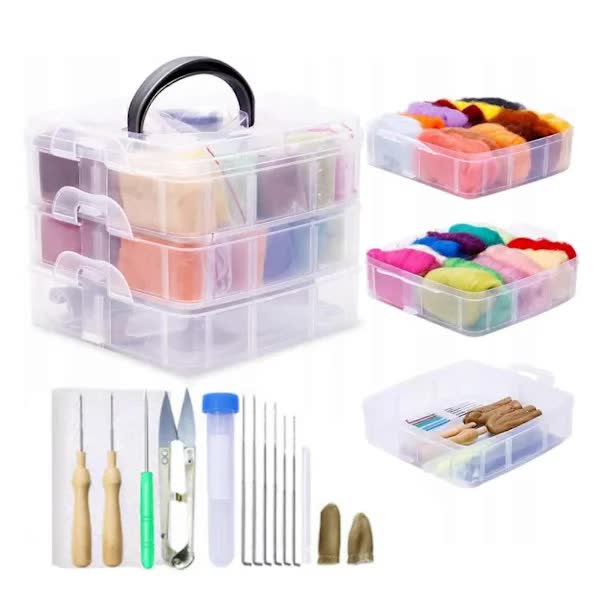 Needle Felting Set with 24 Colors Wool Carded Fleece Felting Complete Needle Felting(Keep away from children) - Image 1