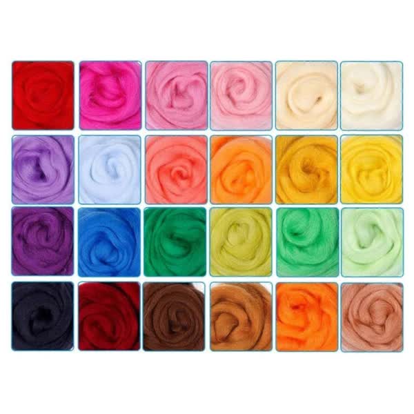 Needle Felting Set with 24 Colors Wool Carded Fleece Felting Complete Needle Felting(Keep away from children) - Image 2