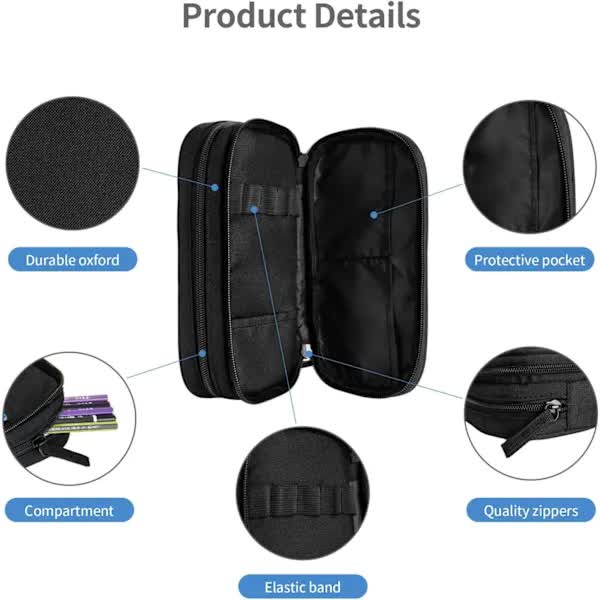 Soccer Pencil Case Blue with Zipper, Spacious and Durable Soccer Theme Sports Pencil Case - Image 2
