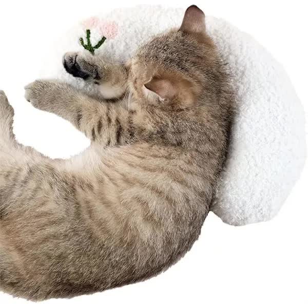 Pet Pillow for Cats and Dogs, White U-Shaped Headrest, Pet Fur Resistant, Tear and Bite Resistant, for Play and Relief - Image 2
