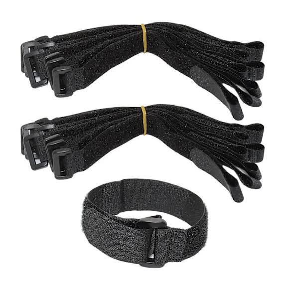 16-pack Black Nylon Cable Ties with Velcro, 30 cm x 2.5 cm, High Quality Cable Management - Image 1