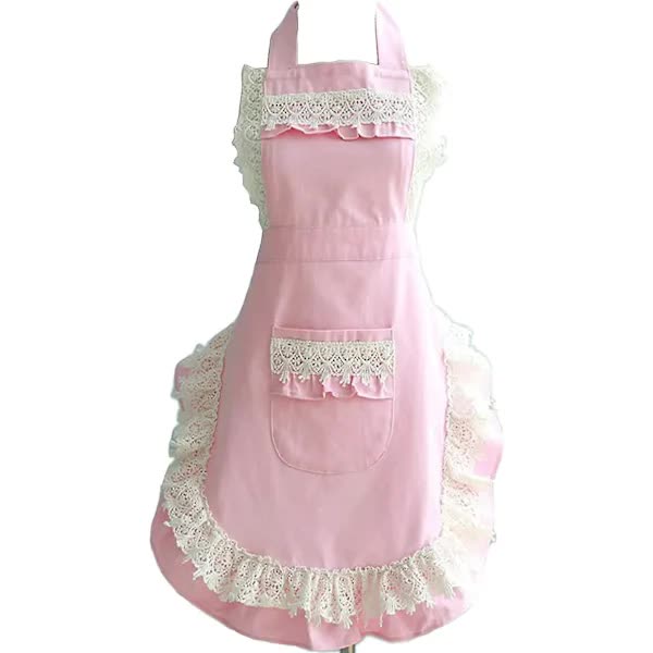 Kitchen Apron for Women Adjustable Waterproof with Pockets Pink Cooking Apron - Image 1