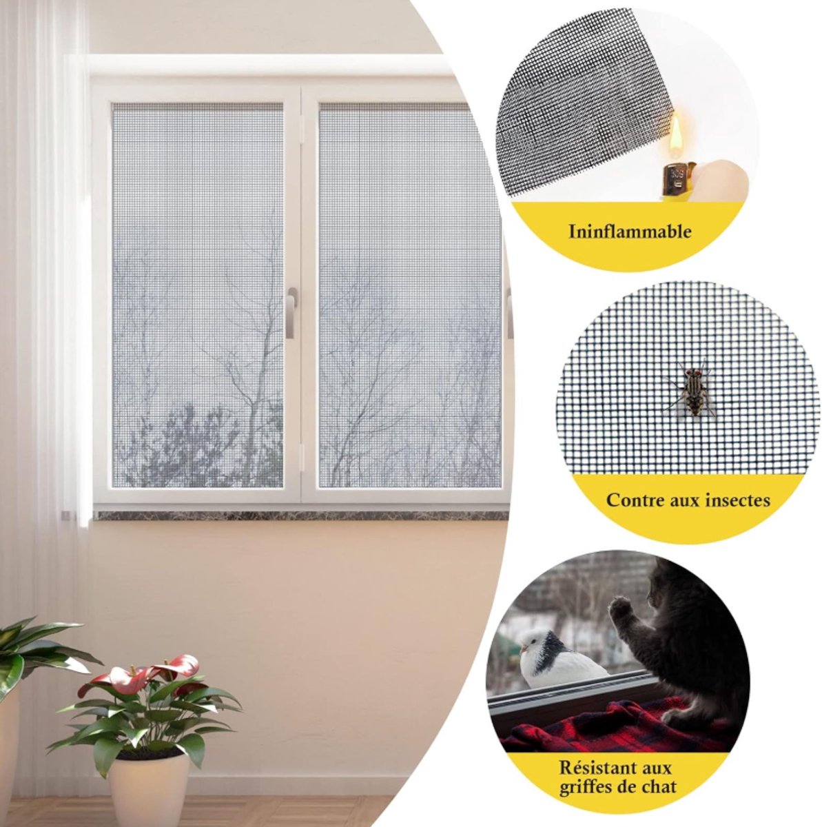 Window screen 100 x 300 cm - Gray - Mesh - Universal Window Screen - Custom Made Mosquito Net - Make Your Own Screen - Anti Mosquito - Insect Screen - Door Screen - Image 3