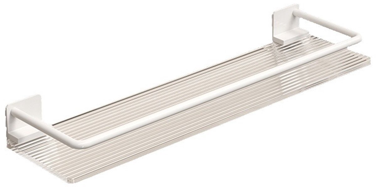 Bathroom Shelf - Wall Shelf - Milky White - Suitable for Toilet, Kitchen, Laundry Room, Farmhouse - for Item Storage, Room Decoration - Acrylic + Space Aluminum - 30*10*4cm - No Drilling - Image 1
