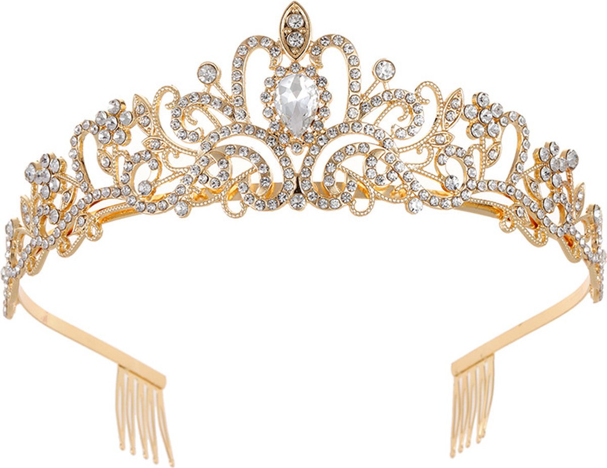 Crown for Women - Princess Crown - Diadem - Crown - Gold Tiara - Rhinestone - Elegant and Durable - Suitable for Various Occasions - Hair Jewelry - Wedding - Image 1