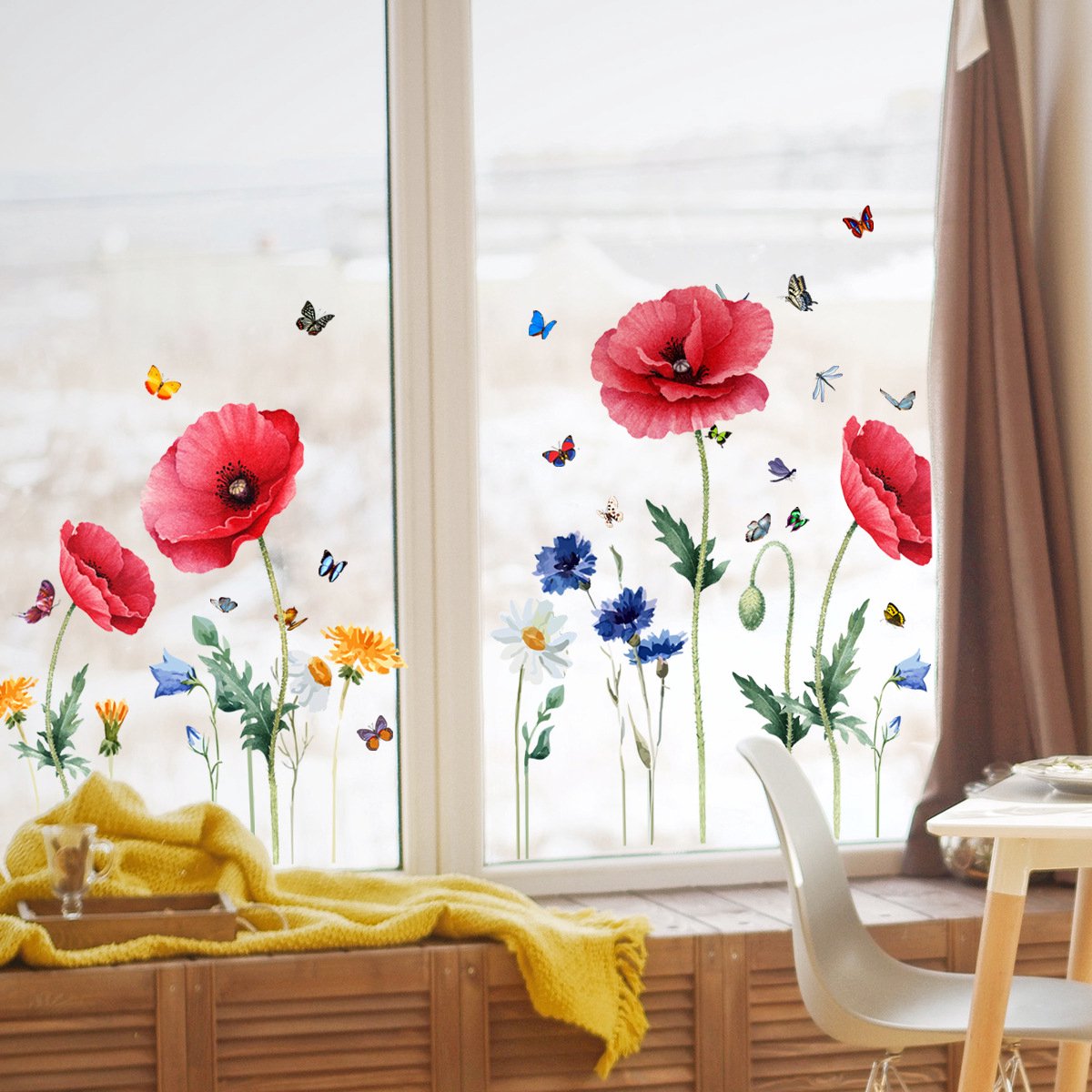 Static window sticker - window sticker - Wall decoration - 30*54cm - flower plant - PVC - colorful - Image 1