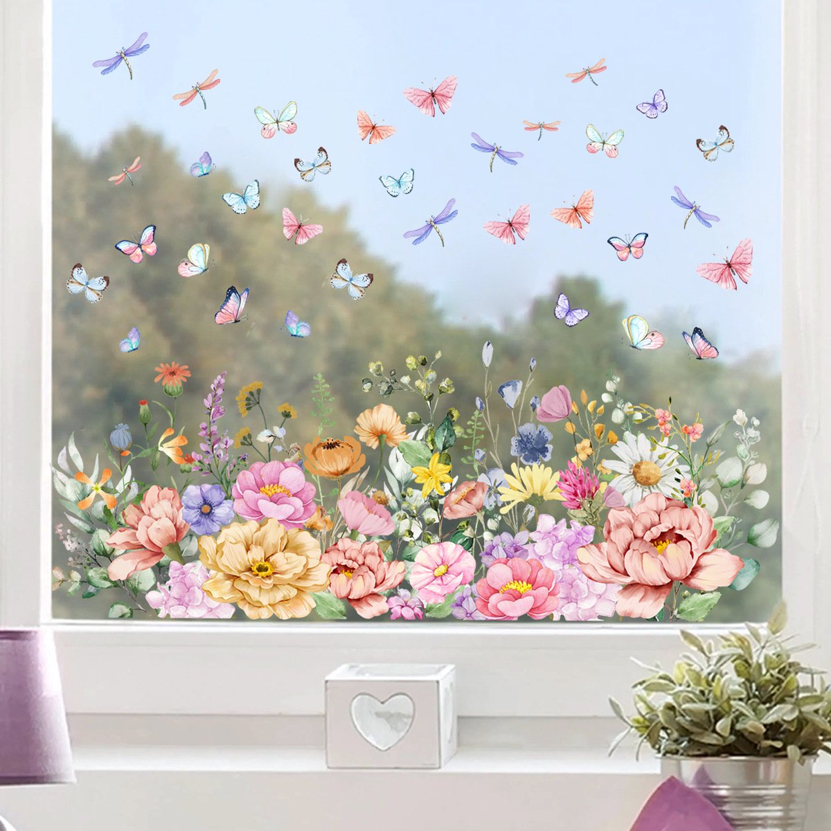 Static window sticker - window sticker - Wall decoration - 30*60cm - flower plant - PVC - C - Image 1