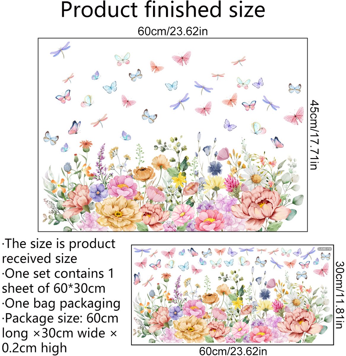 Static window sticker - window sticker - Wall decoration - 30*60cm - flower plant - PVC - C - Image 2
