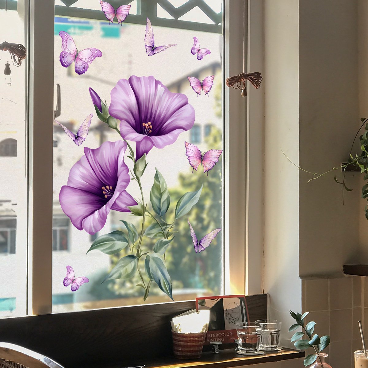 Static window sticker - window sticker - Wall decoration - 30*30cm - flower plant - PVC - D - Image 1