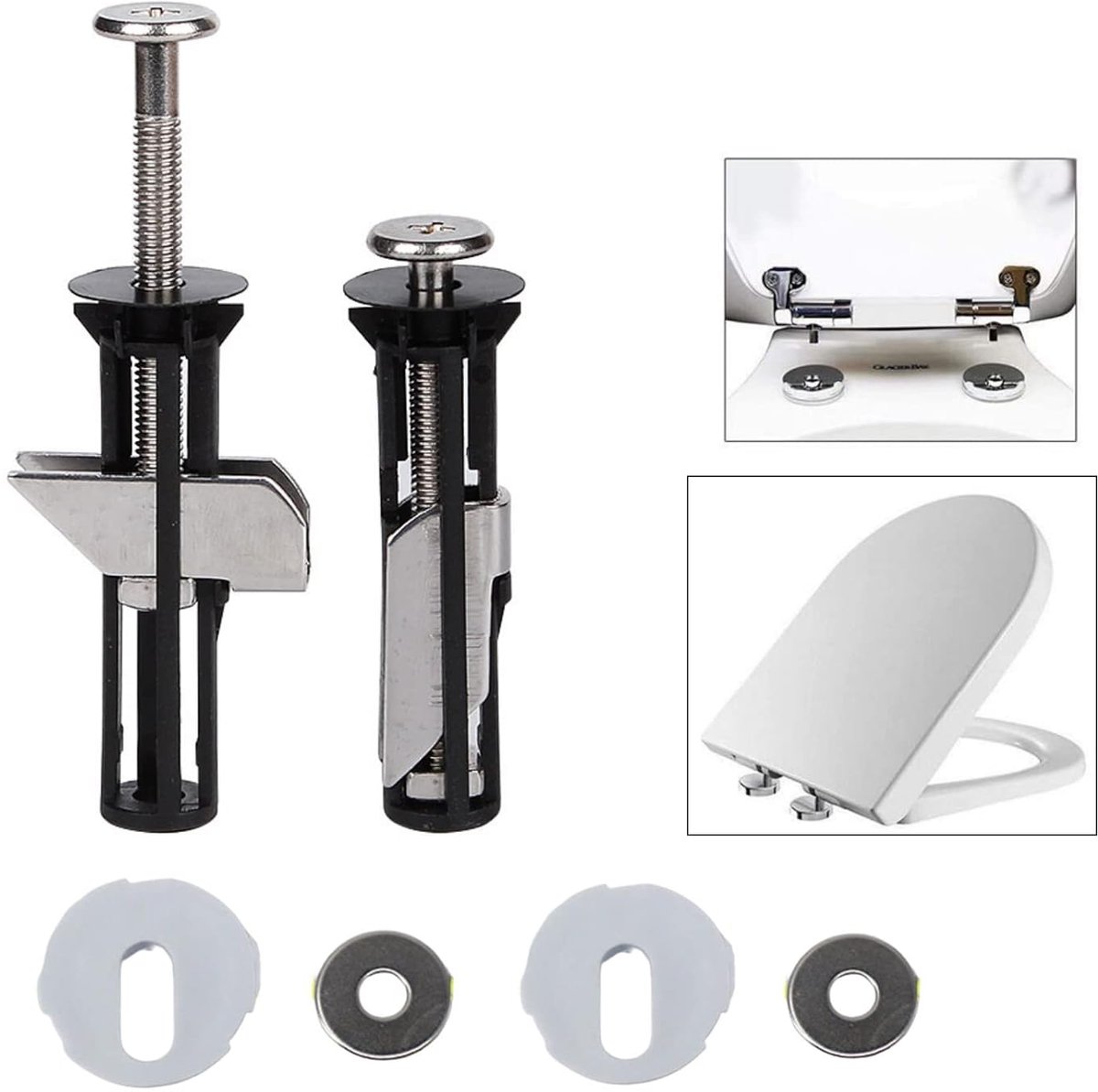 Toilet Seat Hinges - Universal Mounting Kit for Toilet Seats - Toilet Seat Hinge Set - Image 2