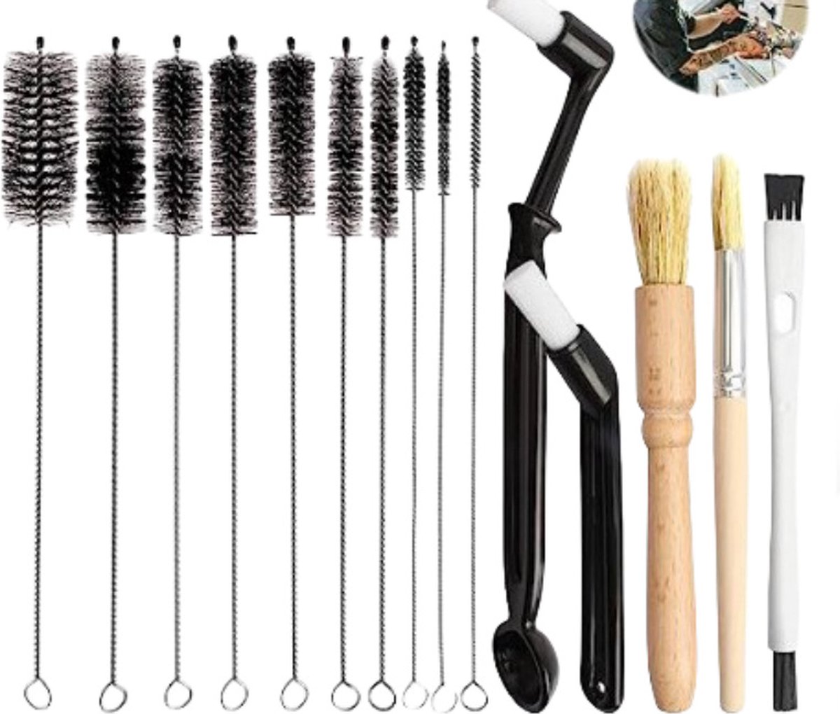 Coffee machine cleaning brush - 15 pieces - barista accessories - cleaning brush set - Cleaning brush for coffee machine - Cleaning brush for coffee spout and milk hose coffee machine - cleaning brush espresso machine - Image 1