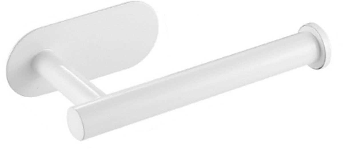 Toilet Roll Holder - Toilet Roll Holder - No Drilling - White - Self-Adhesive - Roll Holder - Stainless Steel - Bathroom & Kitchen - 16*8*4.5 cm - for kitchen, bathroom and toilet - Image 1