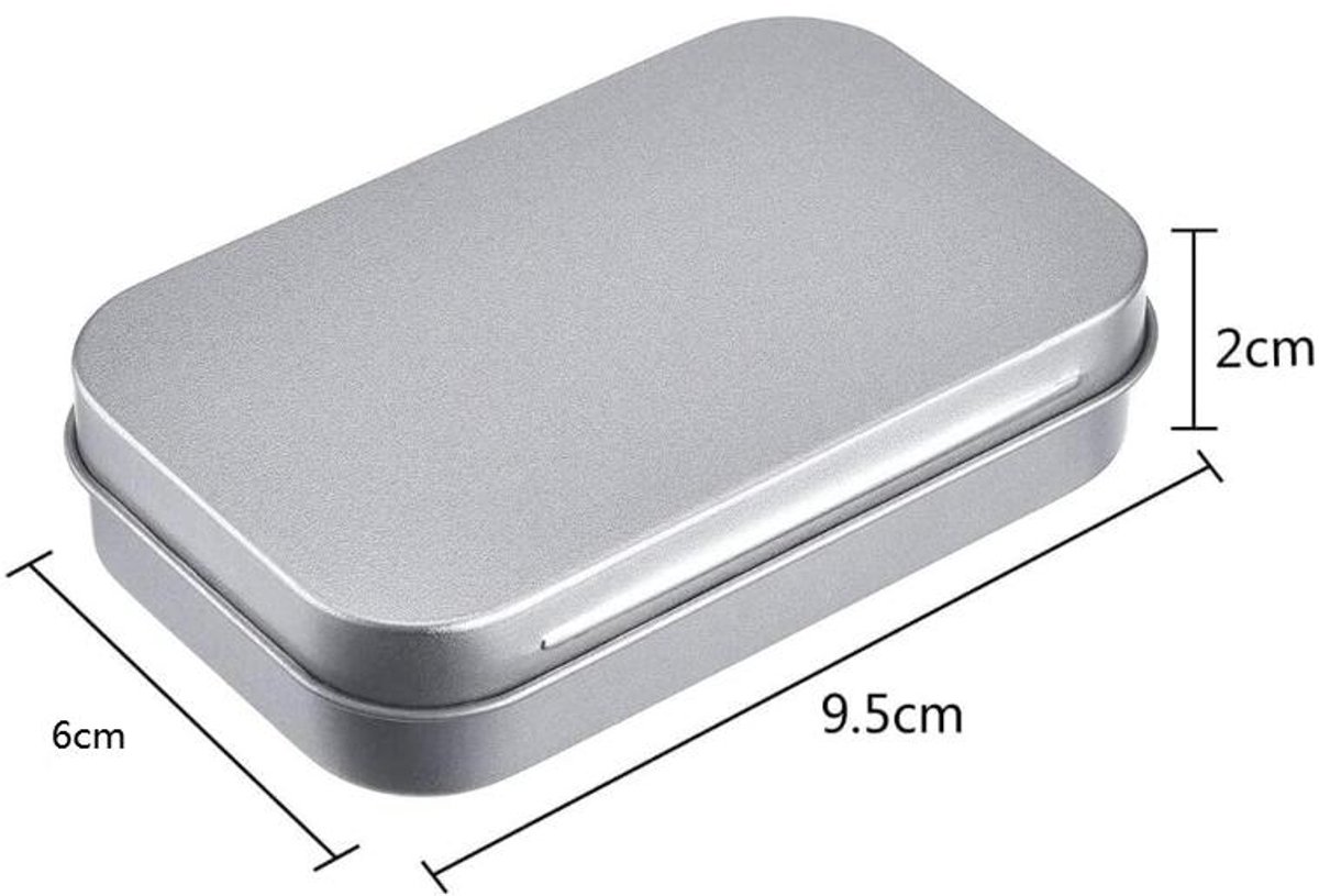 Mini Tin Cans - Pack of 3 - Storage Box - Metal - Hinged Tin Can - With Lid - Rectangular Tin Can - Mini Portable Box - Suitable for Home, Office, Outings and Travel - 95x60x20mm - Silver - Image 2