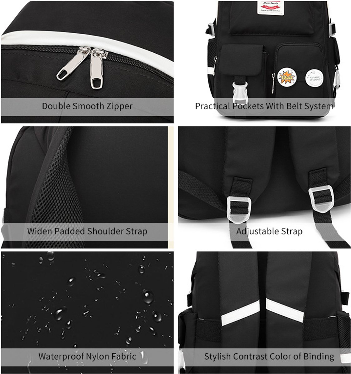 Backpack - School Bag - Backpack - Girl Backpack - School Backpack - School Bag - Laptop Backpack - 30 Liters - BlackA - Image 3