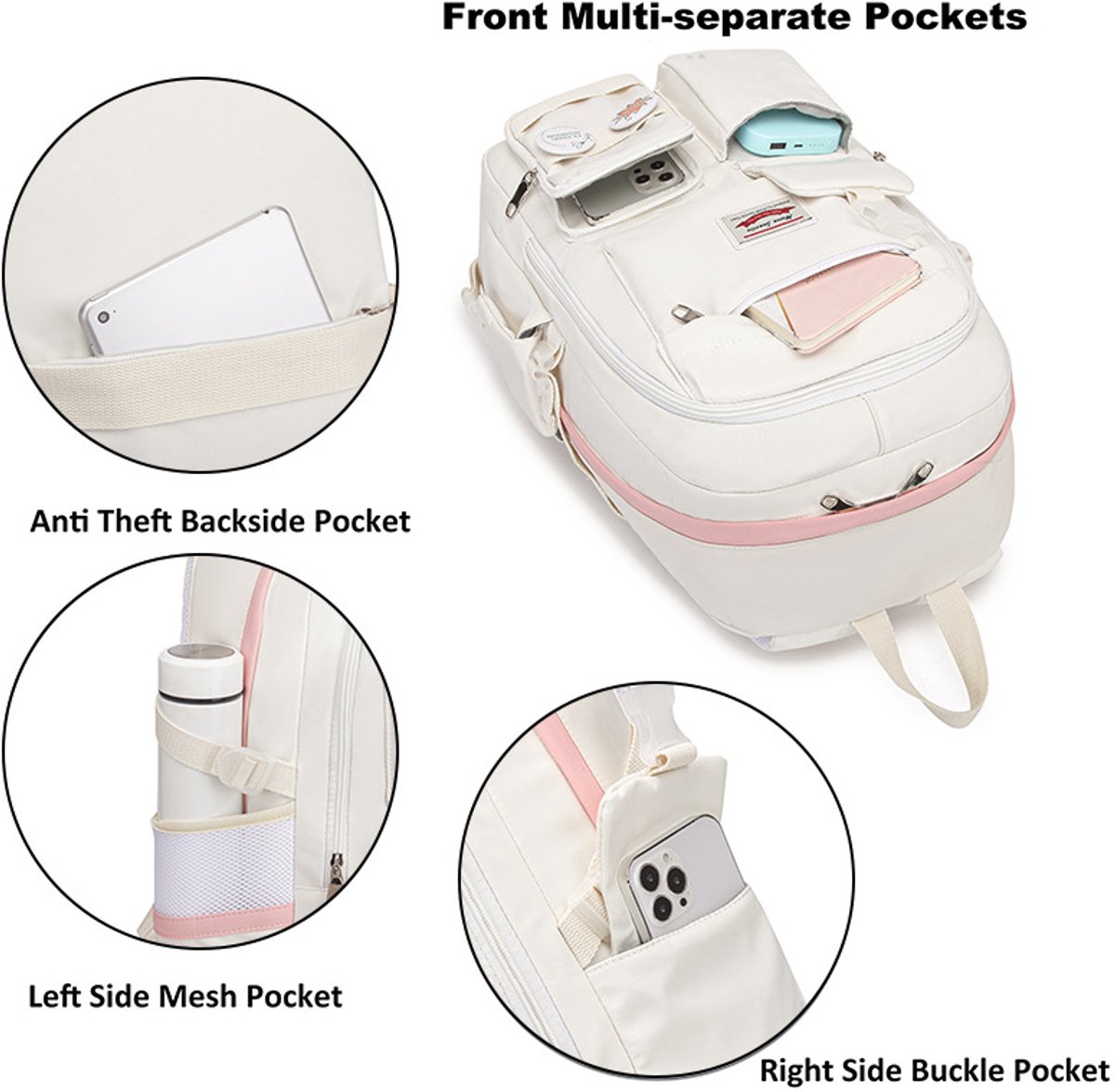 Backpack - School Bag - Backpack - Girl Backpack - School Backpack - School Bag - Laptop Backpack - 30 Liters - WhiteB - Image 2