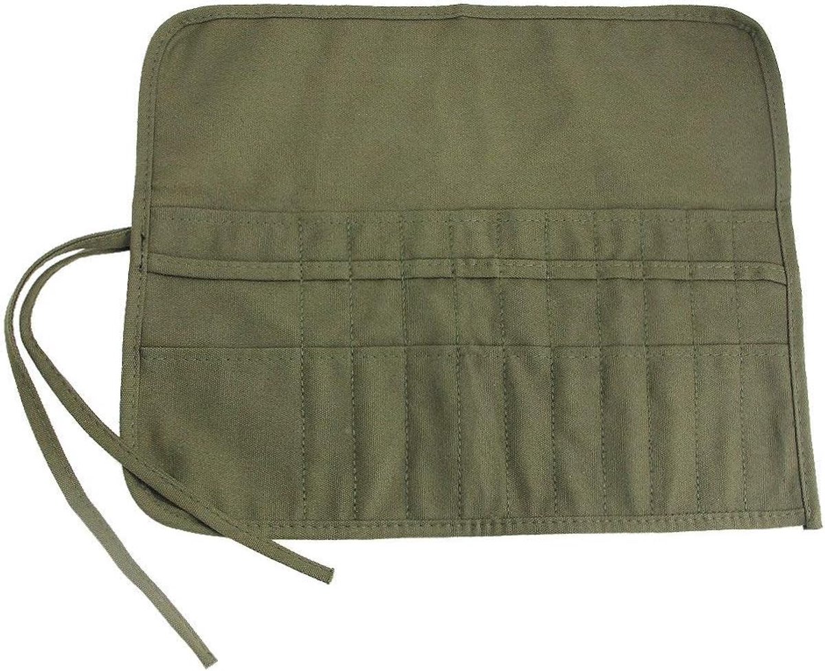 Roll-Up Canvas Brush Case - Brush Holder - Canvas - 22 Slots - Brush Bag - Brush Holder - Pencil Case - Paint Brush Holder - Portable - Roll-Up - Brush Not Included - Suitable for Various Painting Tools - 40.5*33cm - Vegetable - Image 1
