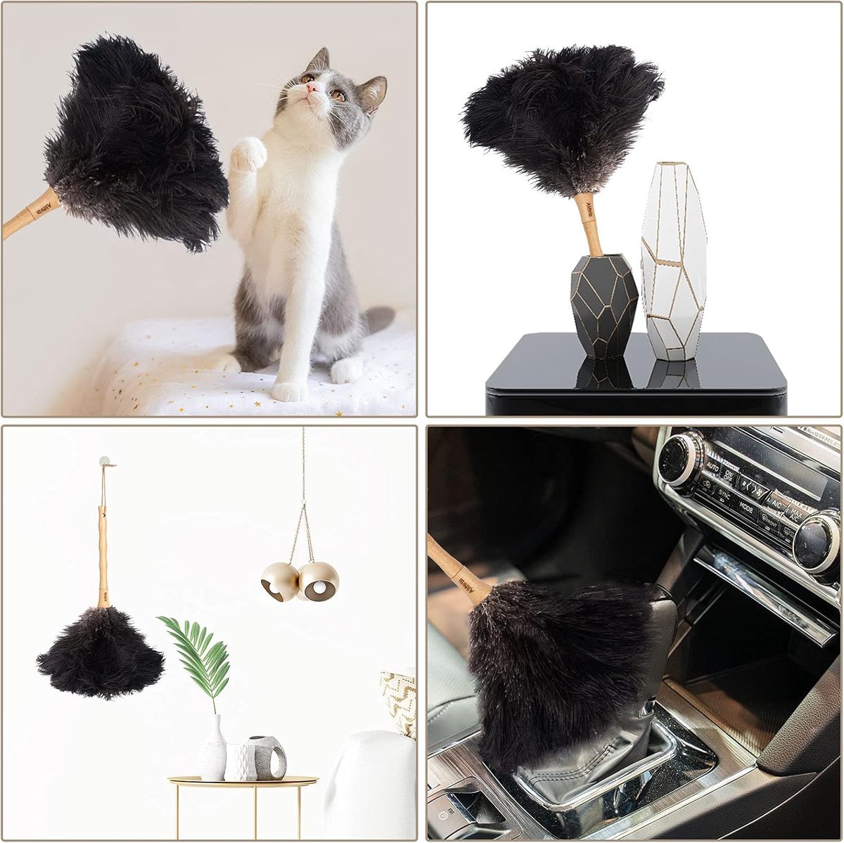 Ostrich Feather Duster - 40cm Long - Wooden Handle - Universal - Brown - Reusable and Washable Car Dusters - Eco-Friendly Cleaning Dusters - Feather Dusters - Image 2