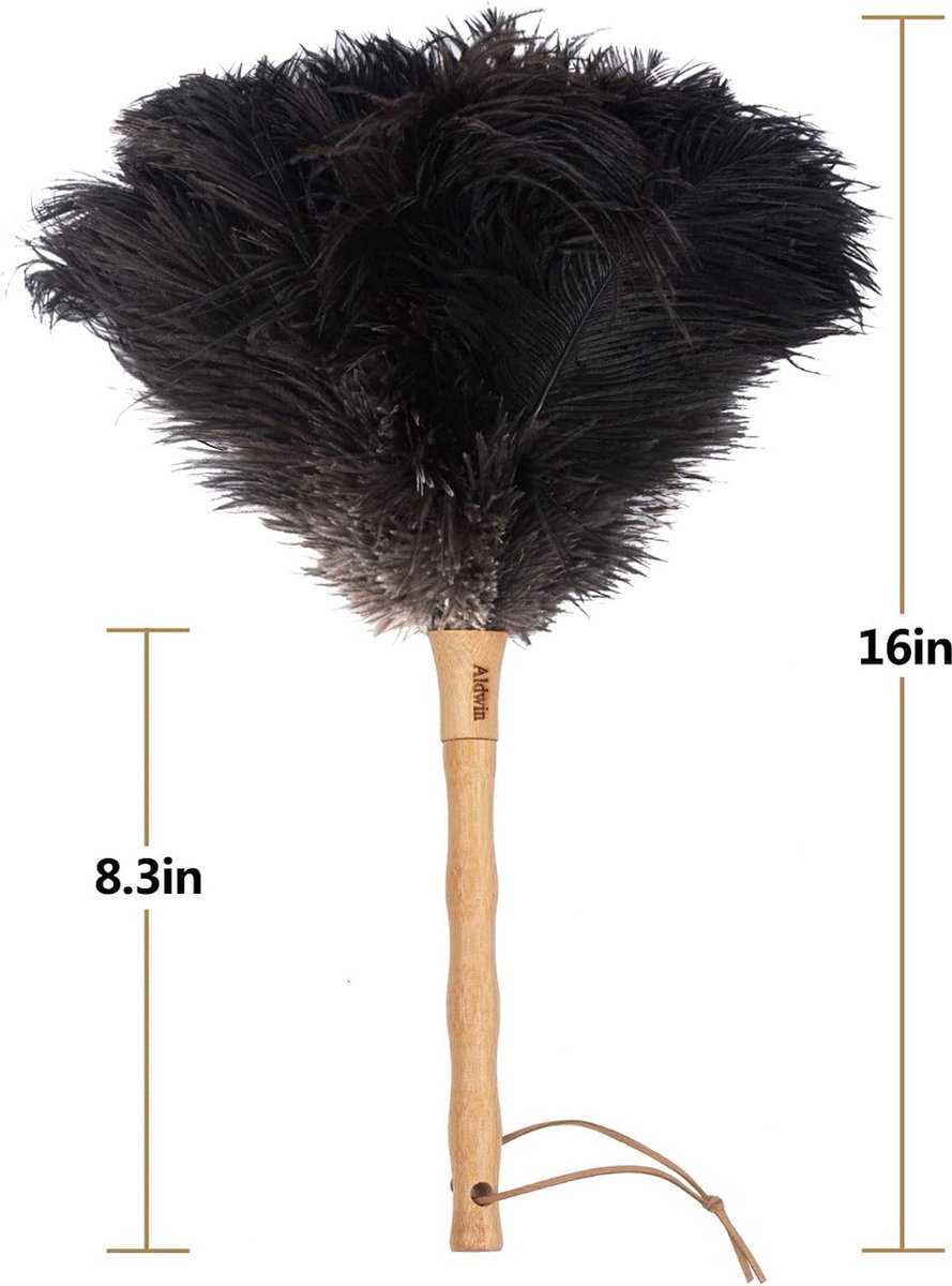 Ostrich Feather Duster - 40cm Long - Wooden Handle - Universal - Brown - Reusable and Washable Car Dusters - Eco-Friendly Cleaning Dusters - Feather Dusters - Image 4