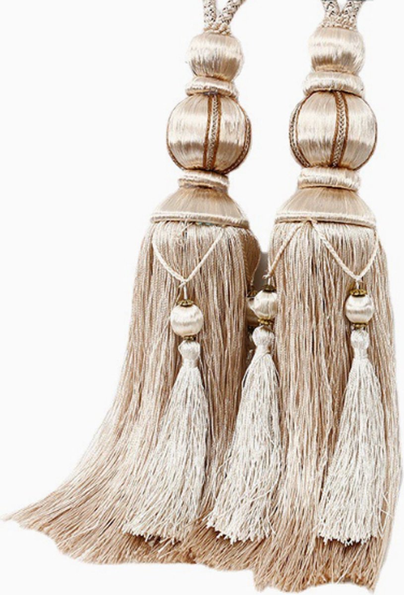 2 Pieces - Curtain Tassels - Curtain Ties - Curtain Tassel - Curtain Accessories - Curtain Holder - Curtain Tie Rope - Window Decoration Accessories - Curtain Tassel - Beige - 75cm - Image 1