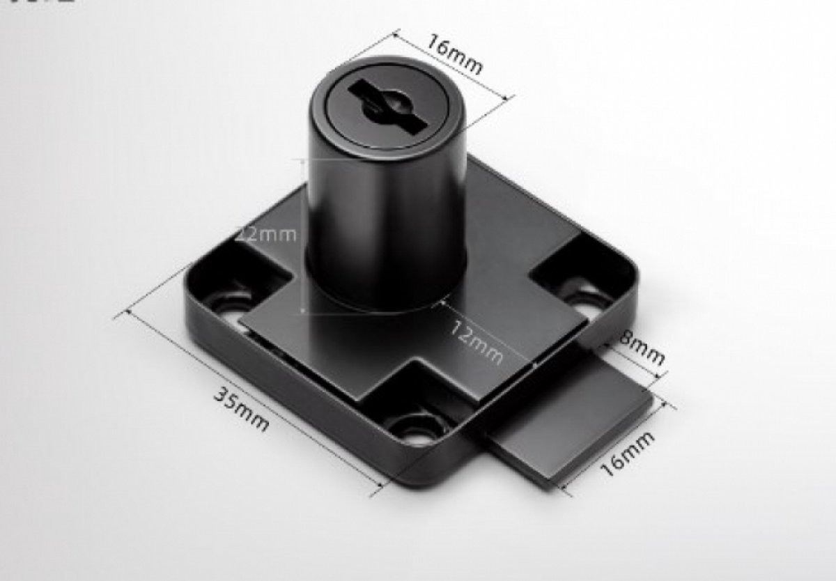 pieces - Cam Lock - furniture lock - Furniture locks - letterbox lock - security cabinet lock - drawer lock - lock with key - black - cold-rolled steel - for furniture cabinet letterbox drawer - Image 3