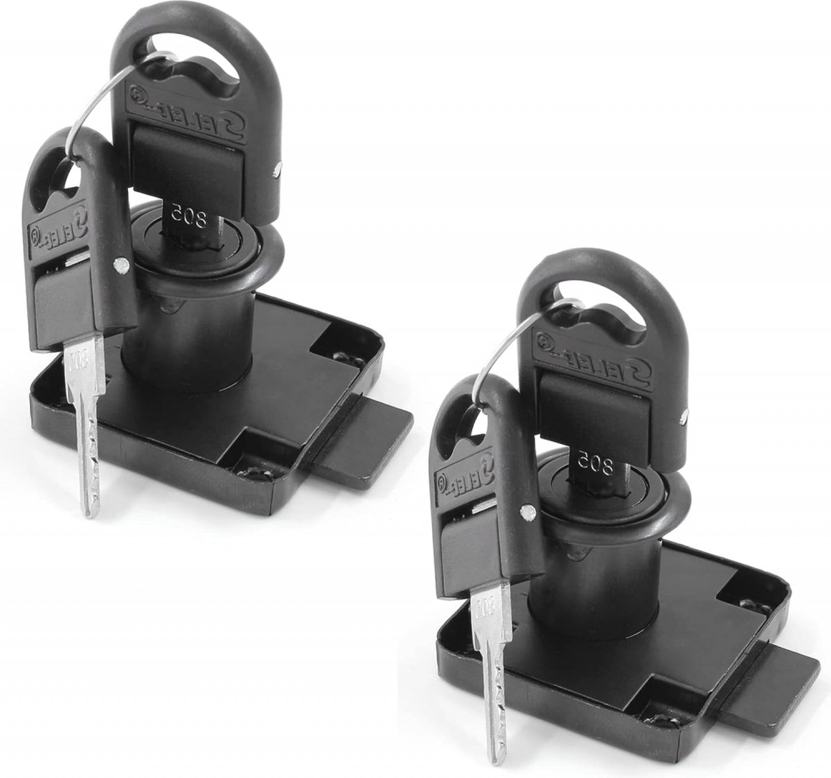 pieces - Cam Lock - furniture lock - Furniture locks - letterbox lock - security cabinet lock - drawer lock - lock with key - black - cold-rolled steel - for furniture cabinet letterbox drawer - Image 4