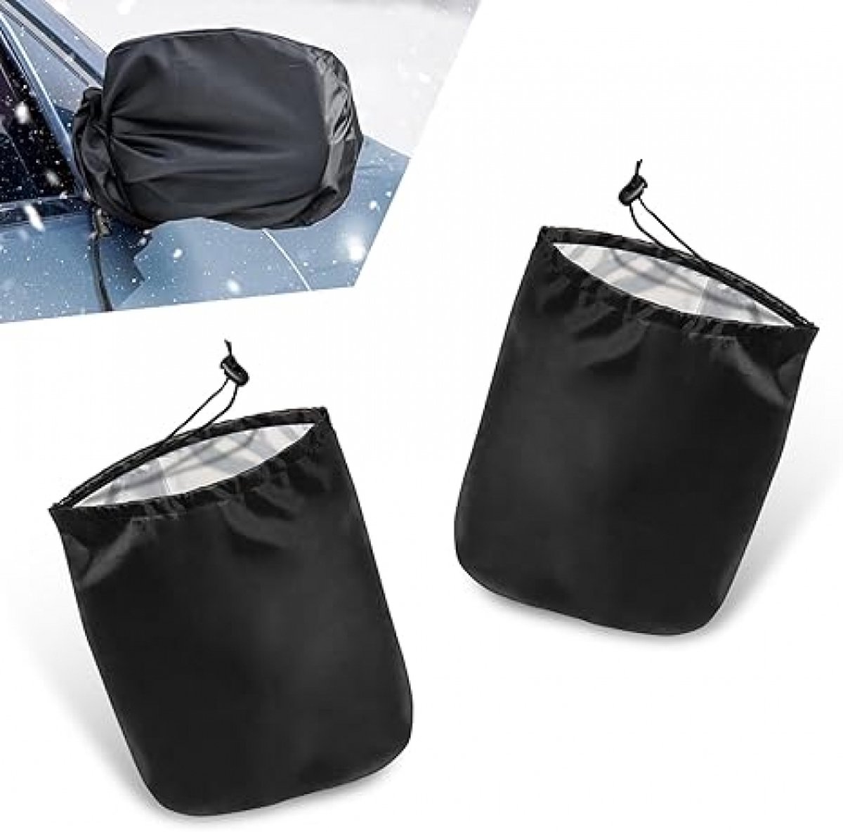 Pieces - Side Mirror Cover - Car Side Mirror Protective Cover - Anti-Frost Cover - Rearview Mirror Protective Cover - 420D Oxford Cloth - Universal - Waterproof - Protection - Black - 33*27cm - Image 1