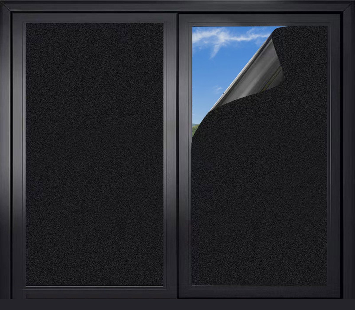 Window Film - Blackout Window Film - Sun Protection - Blackout Cloth - Black - Window Sticker - 45x100cm - Privacy Film Glass Windows - Adhesive Film Window - Image 1