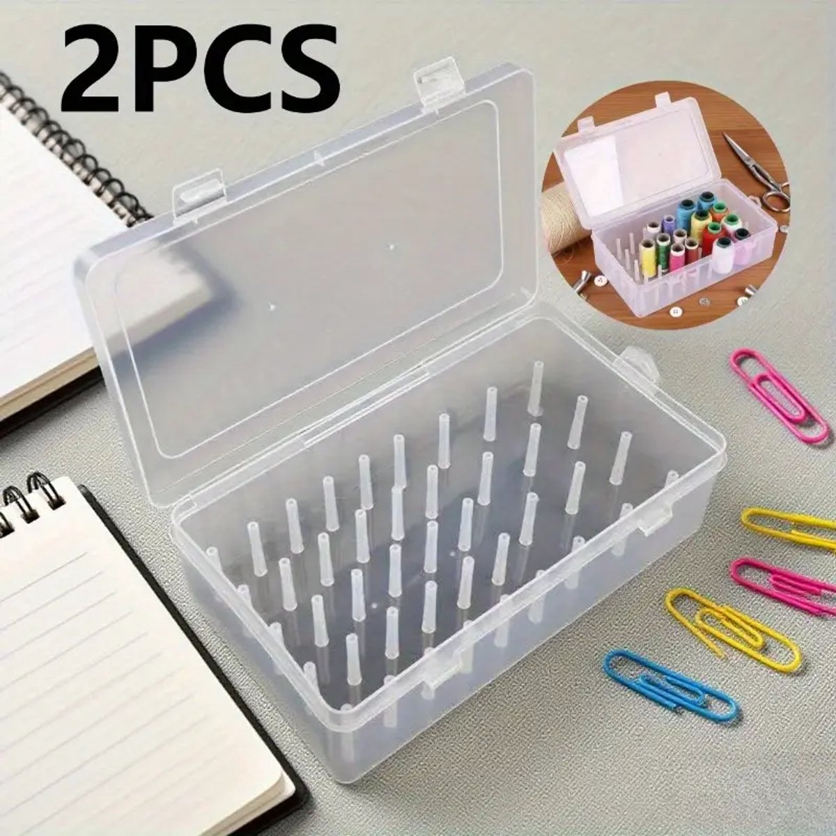 Sewing Thread Storage Box - 2 Box Organizer for Sewing Machine Thread and Sewing Accessories - DIY Sewing Kit and Sewing Basket - Image 2