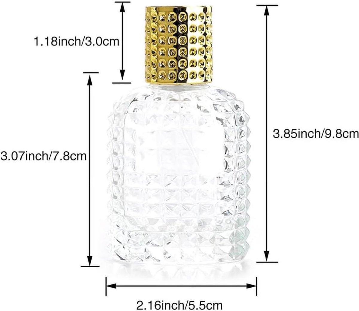 Mini perfume bottles - 50ml - Empty spray bottle - Travel bottle - Perfume atomizer - Perfume bottles - Refillable - Gold - Transparent - Glass - For travel, going out, handbags - Image 4