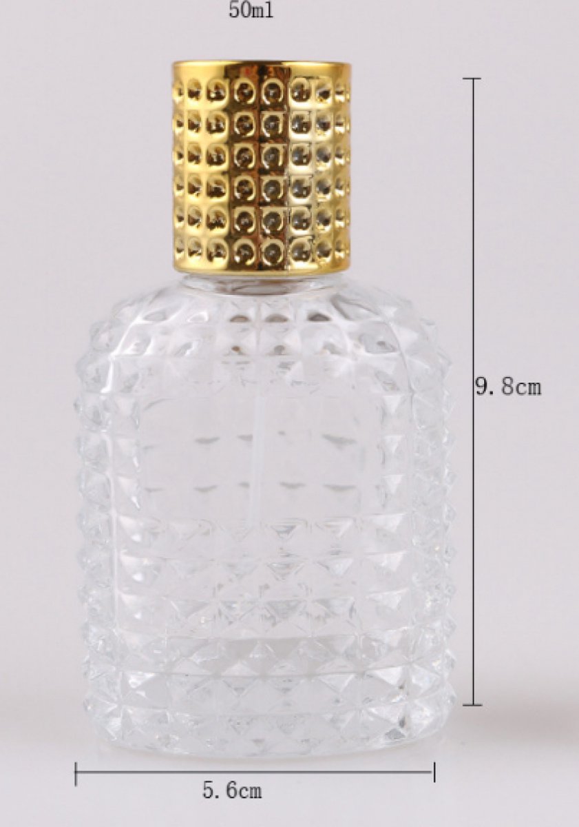 Mini perfume bottles - 50ml - Empty spray bottle - Travel bottle - Perfume atomizer - Perfume bottles - Refillable - Gold - Transparent - Glass - For travel, going out, handbags - Image 7