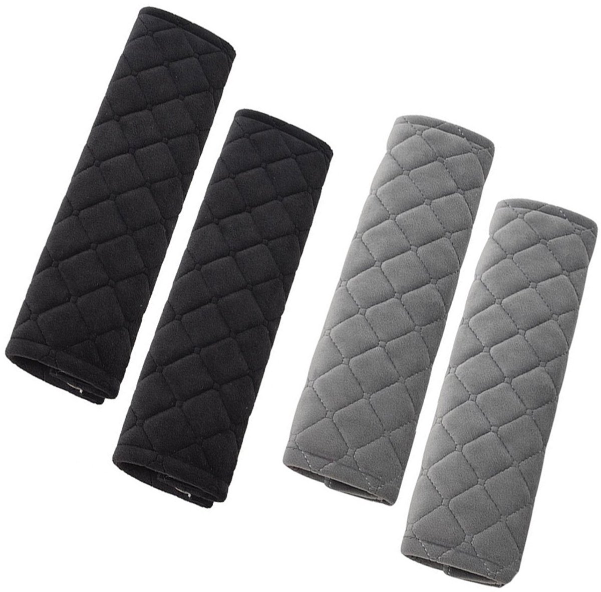 Seat Belt Covers - 4 Pieces - Seat Belt Cushion - Seat Belt Protector - Seat Belt Cover - Shoulder Covers - Car Seat Belt Cover - Shoulder Cover - Car Seat Belt Protector - Universal - Black + Gray - 27cm - Image 1
