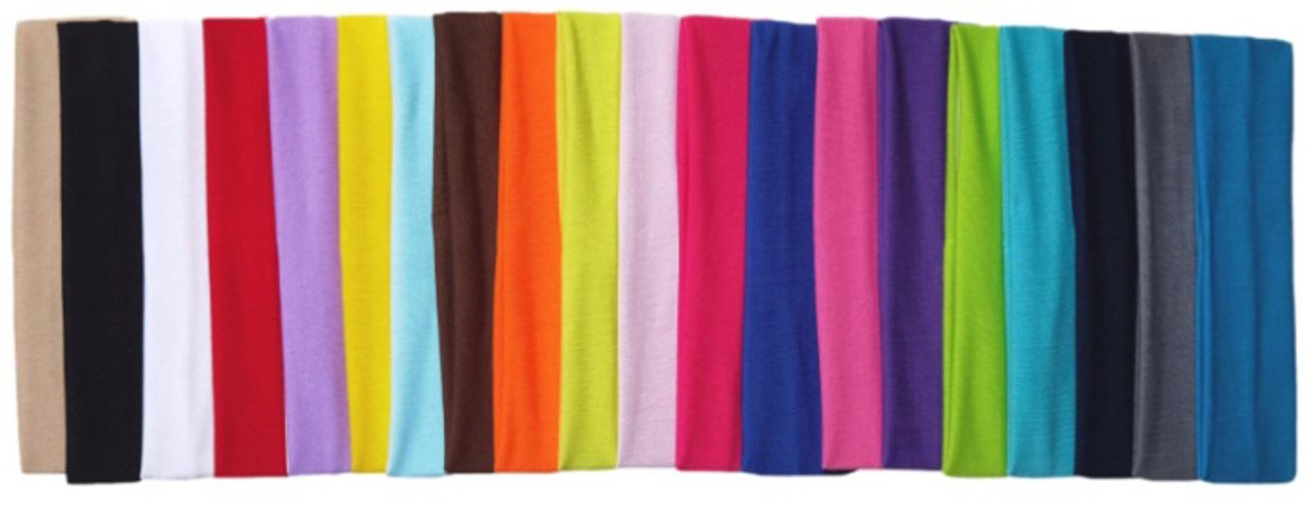 Headband - 20 Pieces - Sports Headbands - Headband - Adults - Yoga Headbands - Elastic Non-Slip - Fitness - Sweatband - Athletic - Gym - Dance - Running - Hair Accessories - 20*5CM - Image 1
