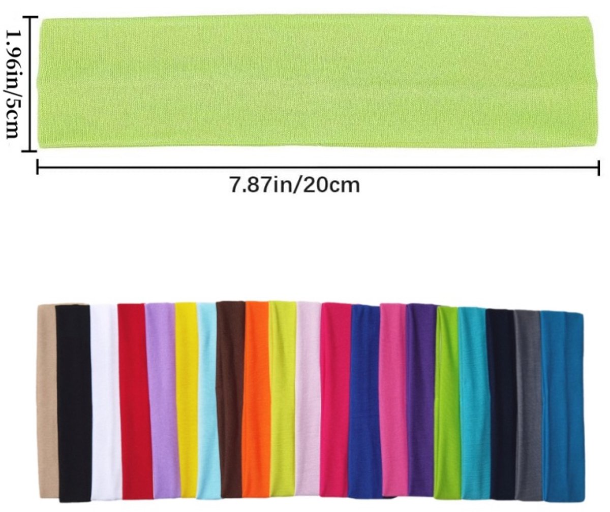 Headband - 20 Pieces - Sports Headbands - Headband - Adults - Yoga Headbands - Elastic Non-Slip - Fitness - Sweatband - Athletic - Gym - Dance - Running - Hair Accessories - 20*5CM - Image 4