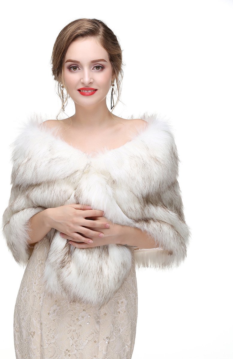 Poncho - 150*35cm - Cape - Women's Scarf - Shawl - Winter Scarf - Stole - Faux Fur - White - Soft - Elegant - Fashion - Autumn & Winter - for Bridesmaids, Bridal and Party - Image 1
