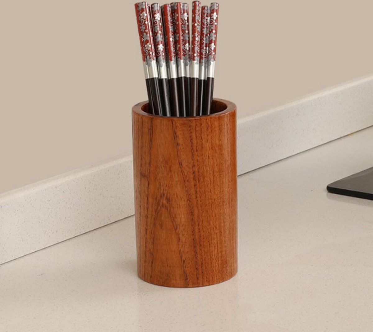 Cutlery Stand - Wooden Kitchen Utensil Holder - Cutlery Holder - Countertop Organizer - Cutlery Drainer - Chopstick Holder - Wood - 15cm - Kitchen Aid for Kitchen - Kitchen Organizer - Image 3