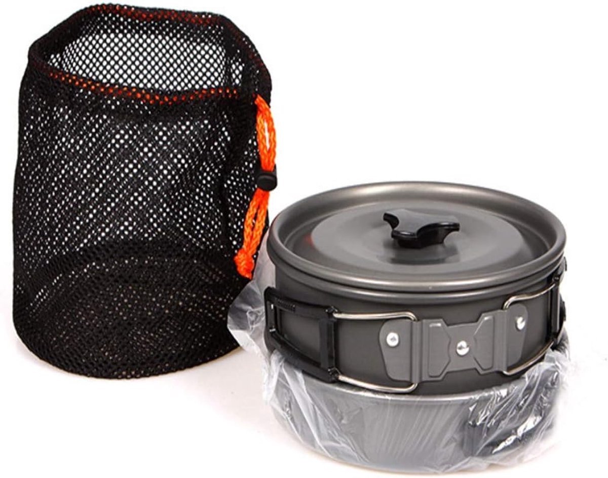 3 pieces - Cooking set - Camping Cooking set - Cookware - Camping Pan Set - Camping Cookware Kit - Kitchenware set - saucepan, pan, teapot - for 2-3 persons - for Outdoor Picnic Camping Hiking - Foldable - aluminum - Image 2