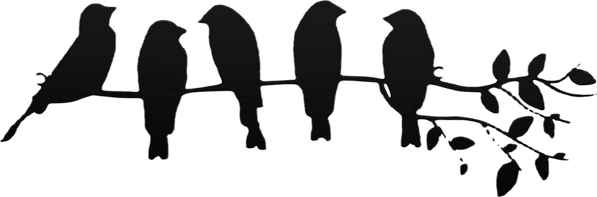 Birds on a branch wall decoration metal wall decoration iron 5 birds black hollow sculpture decor hanging ornament rustic hanging sign for living room office home - Image 1