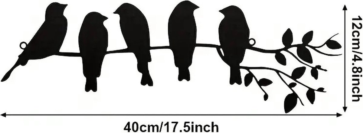 Birds on a branch wall decoration metal wall decoration iron 5 birds black hollow sculpture decor hanging ornament rustic hanging sign for living room office home - Image 5