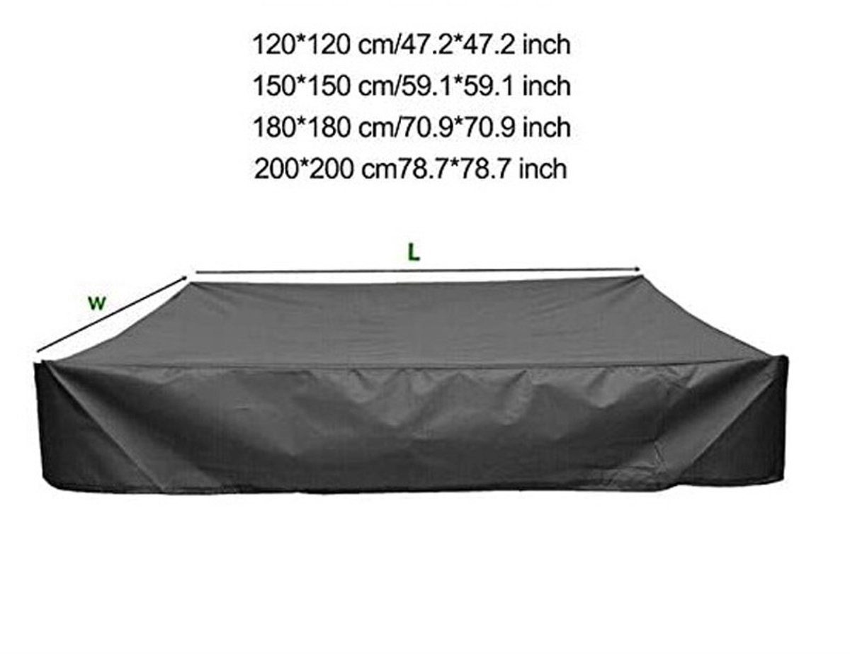 Waterproof sandpit cover - with drawstring - black - 120 x 120 x 20 cm - for sandpit, pool, patio, garden, square - Oxford cloth - waterproof, windproof, dustproof - suitable for protecting children's toys - Image 5