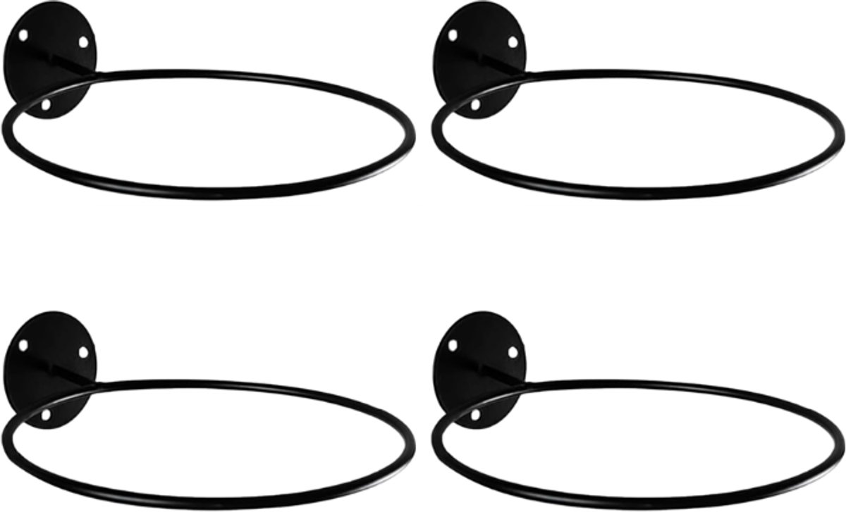4 pieces - ball holder - wall bracket - sports ball rack - wall mounted - ball wall holder - for basketballs, football, volleyball - black - metal - 23.5*6.5*18.4cm - Image 1