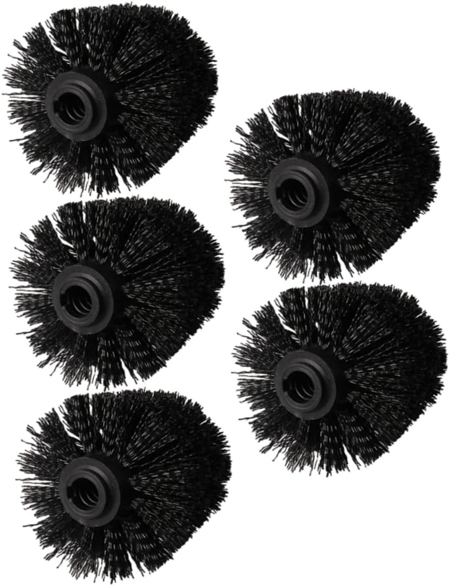 Toilet Brush Head - 5 Pieces - Loose Brush Head for Toilet Brush - Plastic - Loose Toilet Brush Head - Brush Head Set for Toilet Brush - Universal - Thread 12 mm - Suitable for Bathrooms - 80*100mm - Black - Image 1