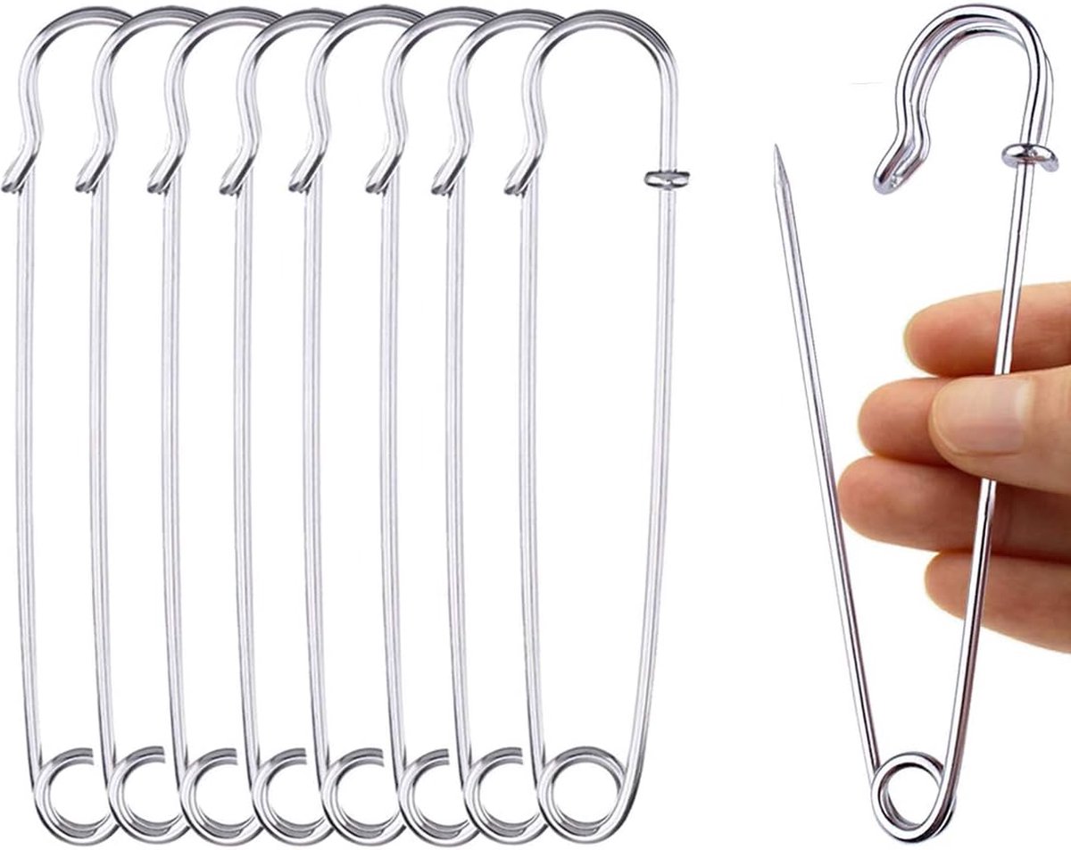 Safety Pins - 20 Pieces - 10 * 2.8cm - Premium Safety Pins - Durable, Rust Resistant Pins - DIY Craft Clothing Safety Pin Set - Large Childcare Clips for Blankets, Skirts, and Crafts - Image 1