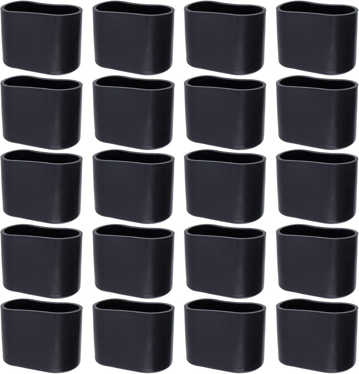 Chair Leg Caps - 20 Pieces - Chair Leg Protectors - PVC - Oval Furniture Leg Protectors - Floor Protectors - Furniture Protectors - Suitable for Furniture Protection - 16mm x 34mm - Black - Image 1