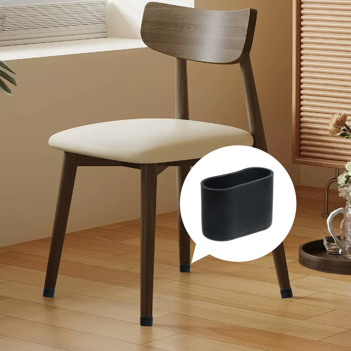 Chair Leg Caps - 20 Pieces - Chair Leg Protectors - PVC - Oval Furniture Leg Protectors - Floor Protectors - Furniture Protectors - Suitable for Furniture Protection - 16mm x 34mm - Black - Image 5